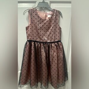 Pink and Black Polka Dot Fancy Dress by Nannette Kids with Black Tulle  size 6